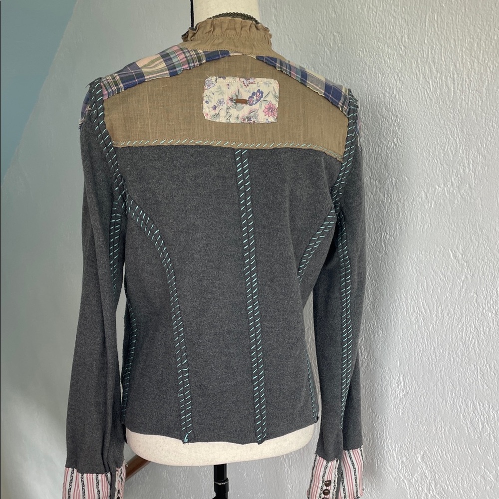 Free People Vintage Victorian Reversible Boho Cotton hi Patch Jacket Rare Large - Picture 8 of 16